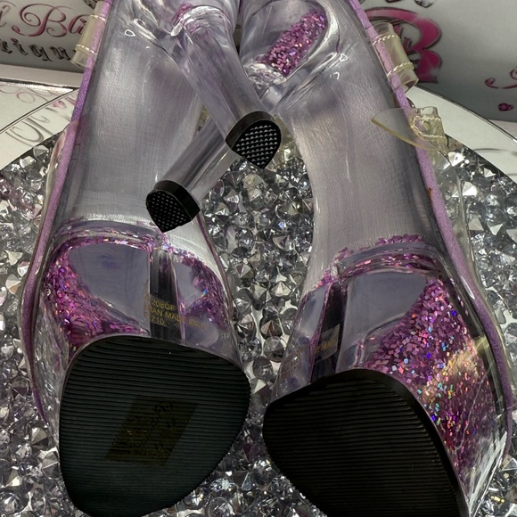 Pleaser heels Lavender Glitter Platform Heels Clear Straps kiss multi glitter - Picture 11 of 16